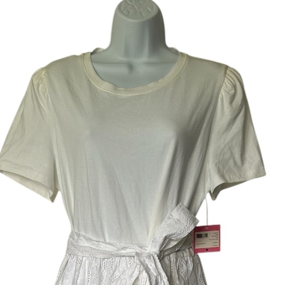 NWT Kate Spade White Mixed Media Cotton Knit Dress Eyelet  $248.  Size XL - Picture 8 of 10